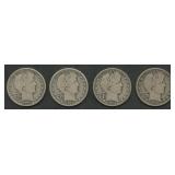4- Mixed Liberty Head Barber Half Dollars
