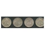 4- Mixed Walking Liberty Half Dollars Higher Grade