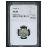 1943 Lincoln Head Steel Cent NGC MS 66