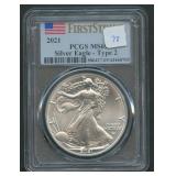 2021 Type 2 ASE Silver Eagle PCGS MS 69