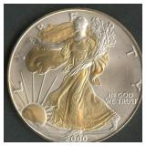 2000 ASE Silver Eagle 24K Select-Layered Gold