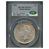 1923 Peace Silver Dollar CAC UNC Details