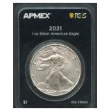 2021 Ty I ASE Silver Eagle APMEX/PCGS Holder
