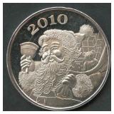 2010 Christmas .999 Silver Proof Round 1 ozt