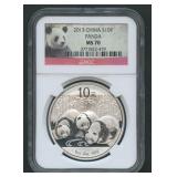 2013 China 10Yn Panda .999 Silver NGC MS 70