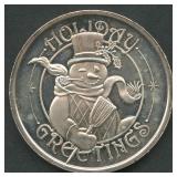 1992 Holiday Greetings .999 Silver Round 1 ozt