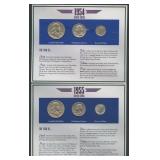 1954 and 1955 Silver Coins- 3 Piece Sets