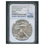 2017-W ASE Burnished Silver Eagle NGC MS 70