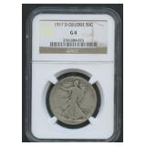 1917-D Obverse MM  Walking Liberty Half NGC G4