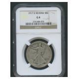 1917-D Reverse MM  Walking Liberty Half NGC G4