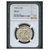 1945-D Walking Liberty Half Dollar NGC MS 63