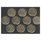 10- Mixed Buffalo Nickels Higher Grade