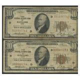 2- 1929 $10 Federal Res Bank Notes CLE FR-1860D