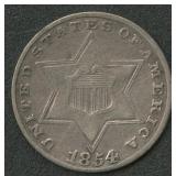 1854 Three-Cent Silver Piece
