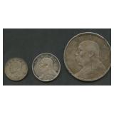 (1.11 ozt TW) 3- China 'Fat Man Dollars' .890 Silv