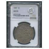1887 Morgan Silver Dollar NGC AU 55