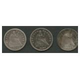 3- Mixed Liberty Seated Half Dimes