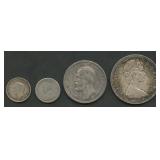 (1.36 ozt TW) 4- Mixed Foreign Coins .800 Silver
