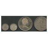 (1.36 ozt TW) 4- Mixed Foreign Coins .800 Silver