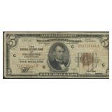 1929 $5 Federal Res Bank Note Philly FR-1850C