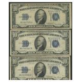 3- 1934D $10 Silver Certificates FR-1705
