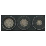 3-Coin Barber Type Set in Display Holder
