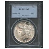 1922 Peace Silver Dollar PCGS MS63
