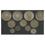 (2.62 ozt TW)11- Mixed Foreign Coins .400 Silver