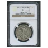 1917-S Reverse MM  Walking Liberty Half NGC G6