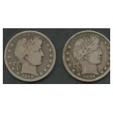 2- 1898 Liberty Head Barber Half Dollars