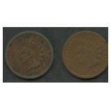 2- 1872 Indian Head Cents