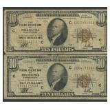 2- 1929 $10 Federal Res Bank Notes PHI FR-1860C