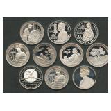 10- Mixed S-Mint Proof Washington Silver Quarters