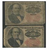 2-Fractional Currency 5th Issue 25 Cents