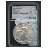 2021 ASE Silver Eagle Landing Ty-2 NGC MS 70