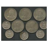 (2.66 ozt TW) 10- Mixed Mexico Coins .300 Silver