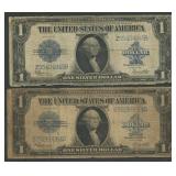 2- 1923 $1 Silver Certificates Blue Seals FR-237