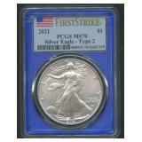 2021 Ty pe 2 ASE Silver Eagle PCGS MS 70