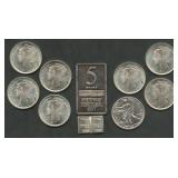 (1.03 ozt TW) 10- Mixed .999 Silver Bars & Rounds