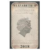 2018 Australia Elizabeth II .999 Silver Bar 1 ozt