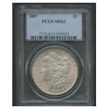1887 Morgan Silver Dollar PCGS MS 63