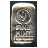 9 Fine Mint .999 Silver Bar 5 ozt