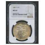 1881-S Morgan Silver Dollar NGC MS 64