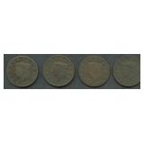 4- Mixed 1820's Coronet Head Large Cents