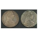 (1.80 ozt TW) 2- 1780 Austria 1 Thalers .833 Silve
