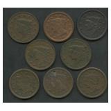 8- Mixed 1830's and 1840's Large Cents