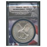 2021 (S) Type II ASE Silver Eagle ANACS MS 70