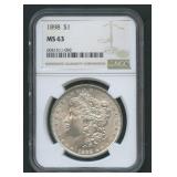 1898 Morgan Silver Dollar NGC MS 63