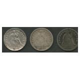 1853,1854, and 1857 Seated Liberty Half Dimes