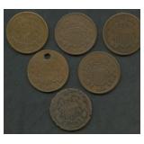 6- Mixed Two-Cent Pieces 1864-66